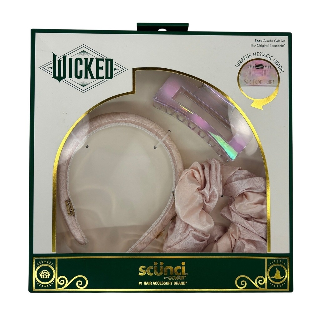 Scunci Wicked Glinda 3pc Hair Accessory Gift Set Headband Scrunchie Claw Clip